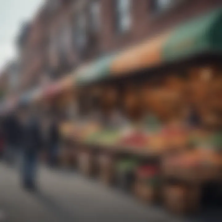 A colorful street market scene in Queens representing community life and local culture