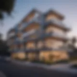 A serene view of a modern apartment building in Studio City, showcasing architectural elegance.