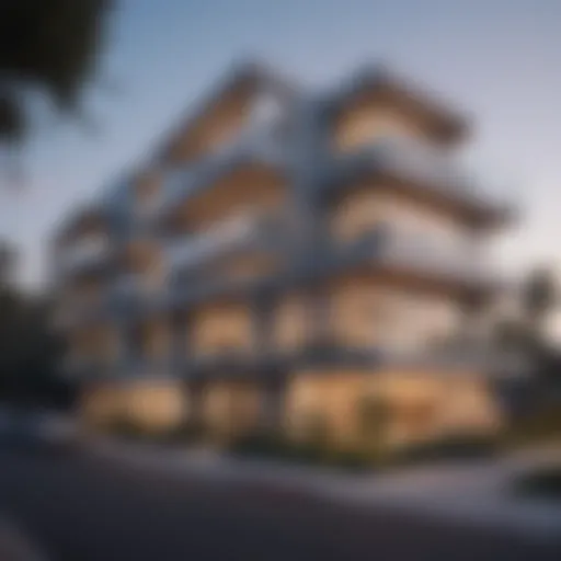 A serene view of a modern apartment building in Studio City, showcasing architectural elegance.