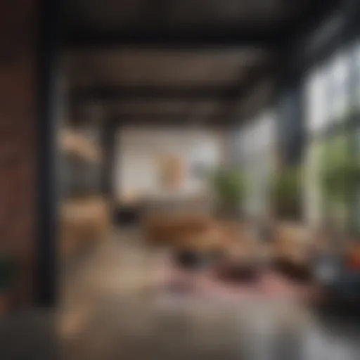 A vibrant co-living space showcasing modern design and communal areas