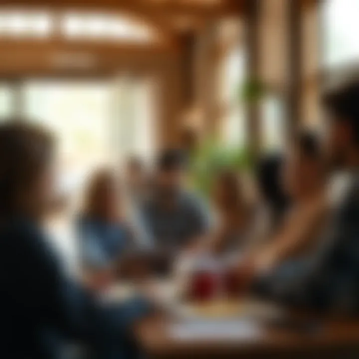 Engagement in Communal Discussions A diverse group discussing ideas in a communal setting