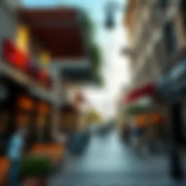 Cultural Hub of Local Cafes Vibrant street scene in a Dallas neighborhood with local cafes and shops