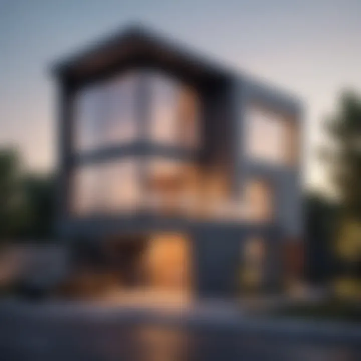 Elegant exterior of a modern duplex house showcasing contemporary architecture.