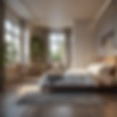 Efficient Space Utilization in One-Room Living Elegant layout of a one-room bedroom apartment showcasing efficient use of space.