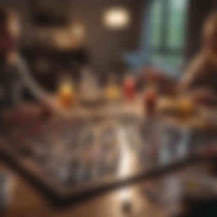 A game night setup with board games and snacks