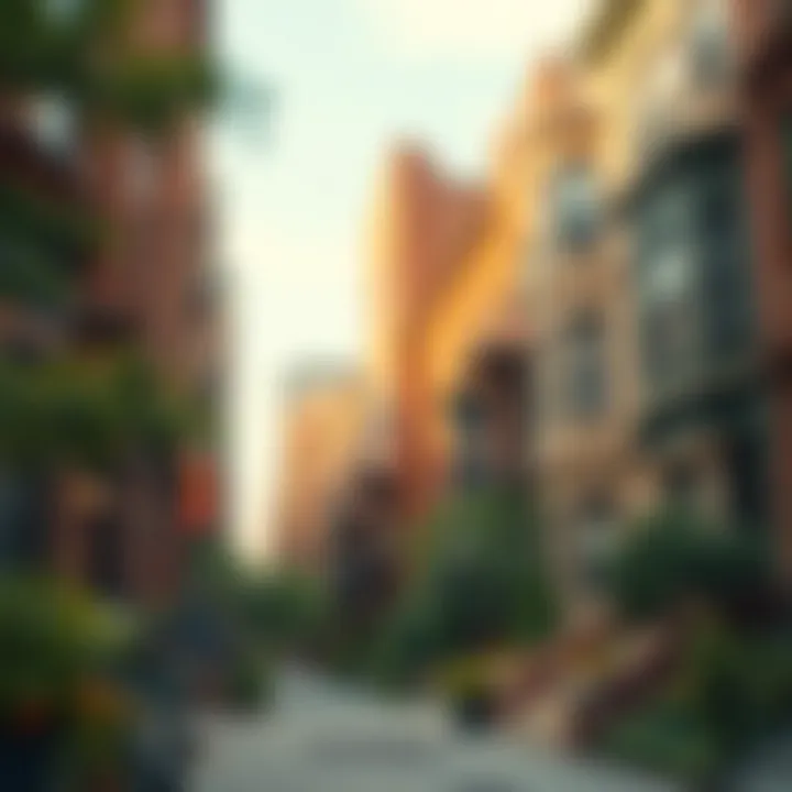 Vibrant Neighborhood Architecture Charming street view of a Chicago neighborhood showcasing vibrant architecture