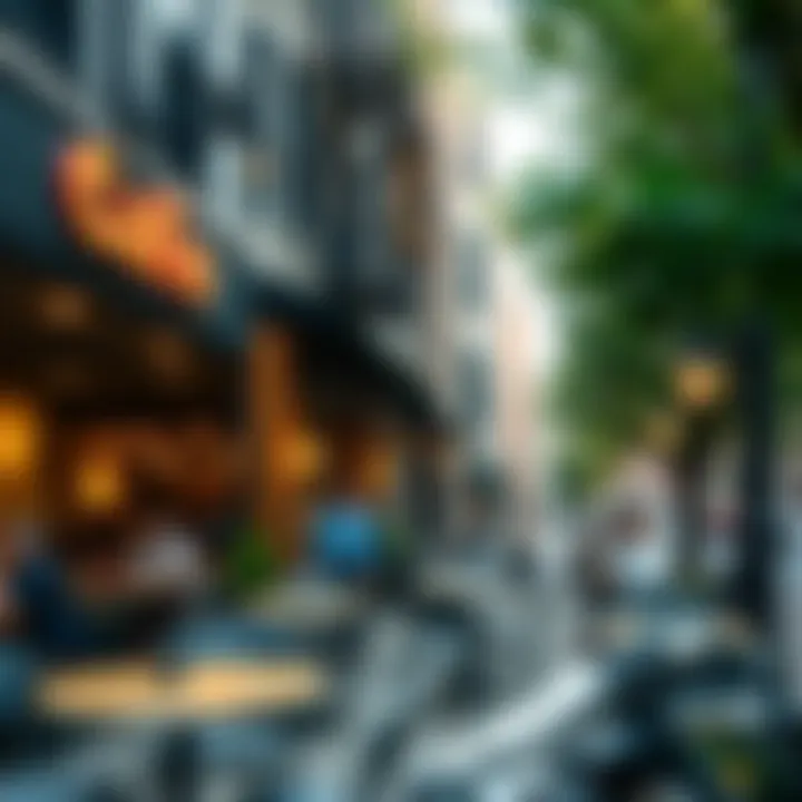 Café Culture in the Neighborhood Local cafe bustling with patrons in a popular Chicago area