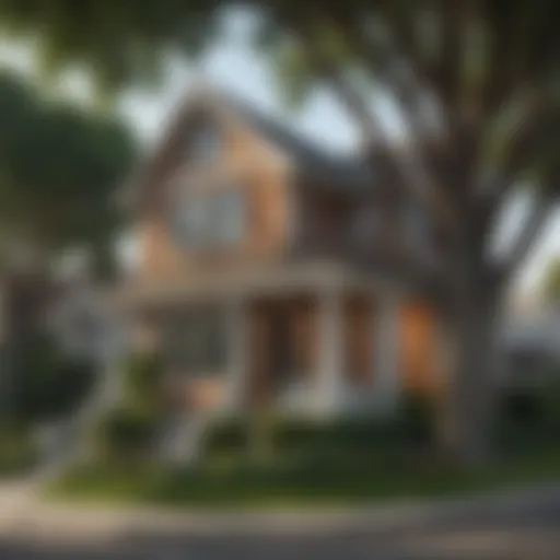 Charming street view of Larchmont with trees and unique architecture