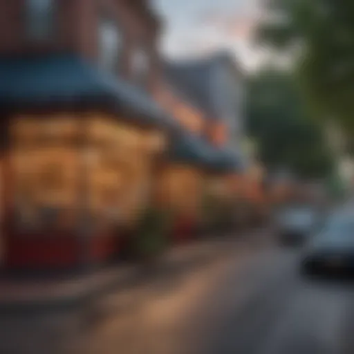 A bustling scene in a vibrant Atlanta neighborhood showcasing local shops and cafes.
