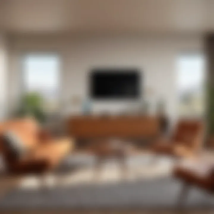 Elegant living room showcasing mid-century modern furniture and decor