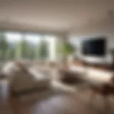 Modern apartment interior showcasing spacious living area