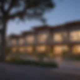 Stylish exterior of Oak Tree Apartments showcasing unique architectural features