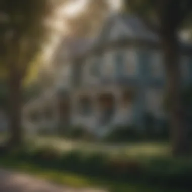 Charming Neighborhoods Charming neighborhood scene highlighting the beauty of Queen Anne houses in a picturesque setting