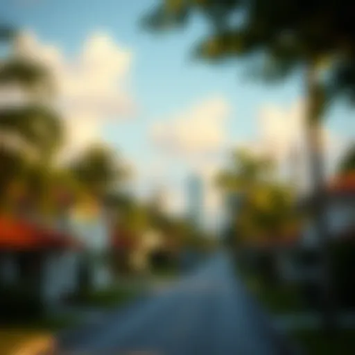Neighborhood Serenity in Miami A picturesque view of a serene neighborhood in Miami