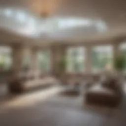 Luxurious interior of a seven-bedroom house showcasing spacious living areas