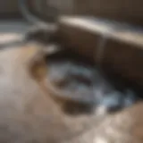 Visual representation of a clogged drain with water buildup