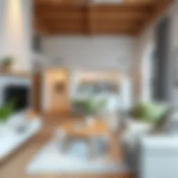 Stylish studio apartment layout showcasing multifunctional furniture