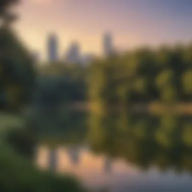 Piedmont Park: Nature Amidst Urban Life Scenic view of Piedmont Park with city skyline in the background