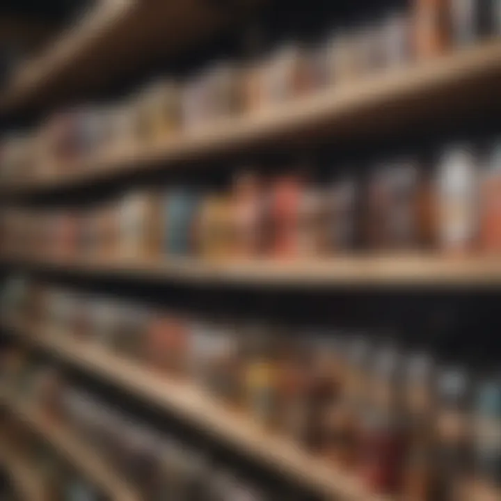 Close-up shot of diverse products available in the California Wholesale District, emphasizing variety and quality