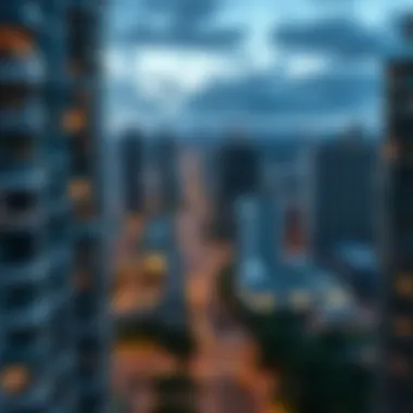 Panoramic view of a thriving urban area with condos