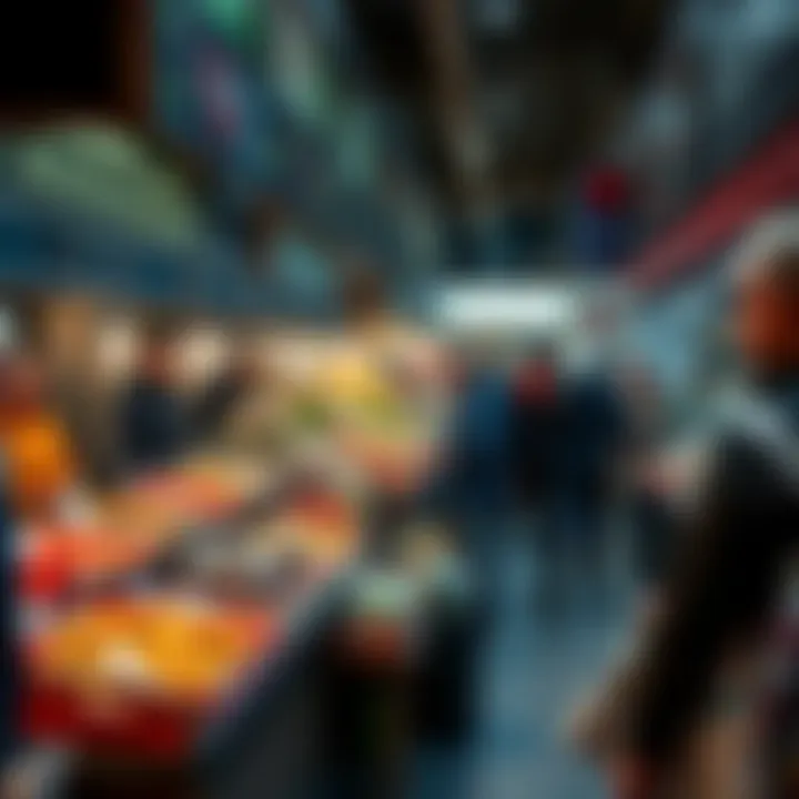 A bustling Brooklyn food market filled with diverse culinary offerings