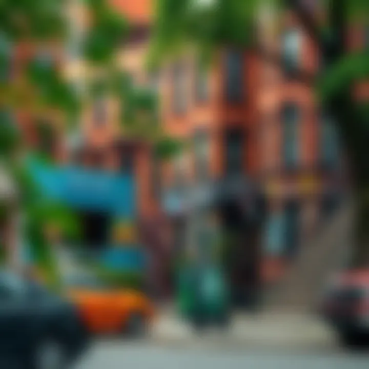 A picturesque street in Brooklyn showcasing historic brownstones and vibrant street art