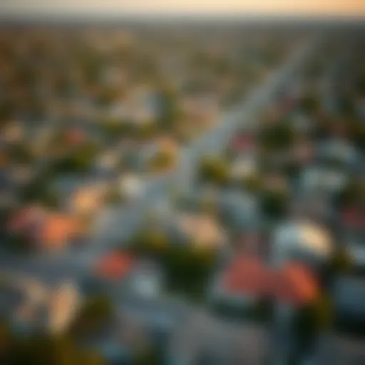 Aerial view of a vibrant suburban neighborhood in Los Angeles