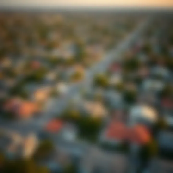 Aerial View of Suburban Landscape Aerial view of a vibrant suburban neighborhood in Los Angeles