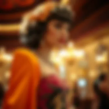 Vibrant Art Deco fashion piece with luxurious fabrics