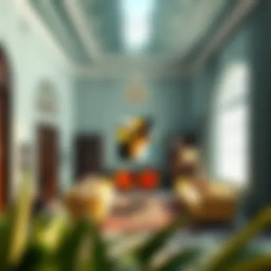 Art Deco interior design featuring bold colors and shapes