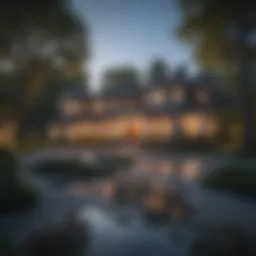 A serene property landscape showcasing a well-maintained rental home