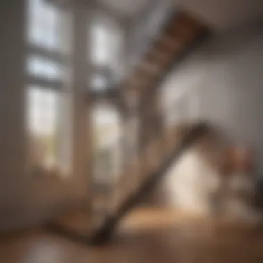 Unique stairway feature in a two floor loft apartment enhancing spatial dynamics