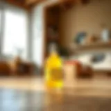 Vinegar bottle and laminate floor surface
