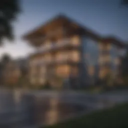 Exterior view of Woodland Heights Apartments showcasing modern architecture