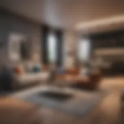 Modern one bedroom apartment interior showcasing efficient space utilization