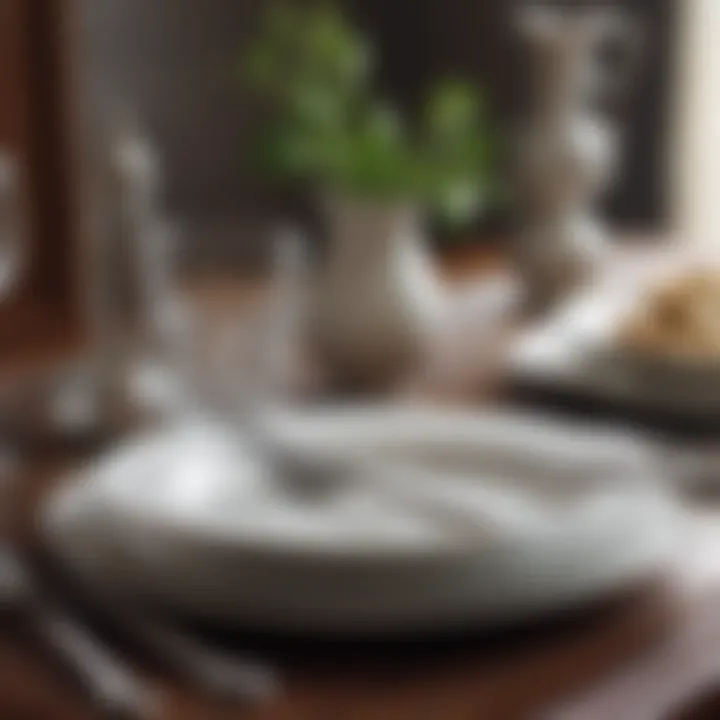 Close-up of fine china and polished cutlery