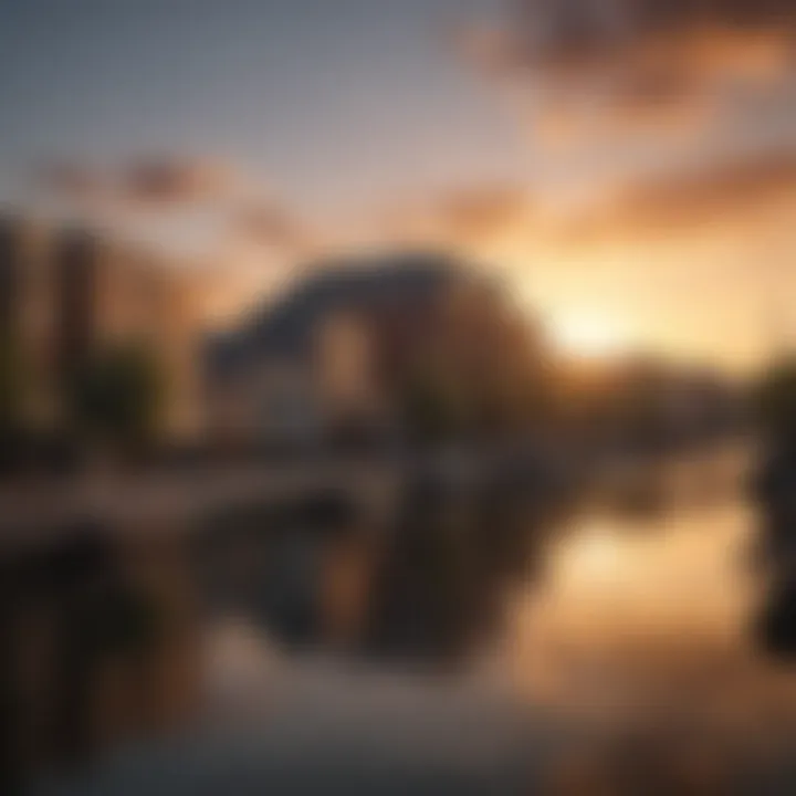 Scenic view of the Georgetown Riverfront at sunset