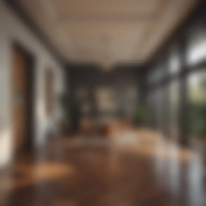 Interior spaces showcasing square design elements
