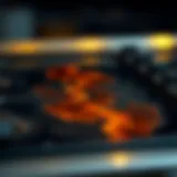 A close-up of a burnt glass stove top showing scorch marks.