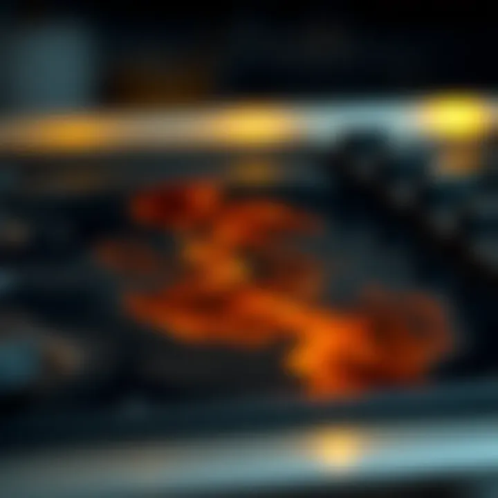 A close-up of a burnt glass stove top showing scorch marks.