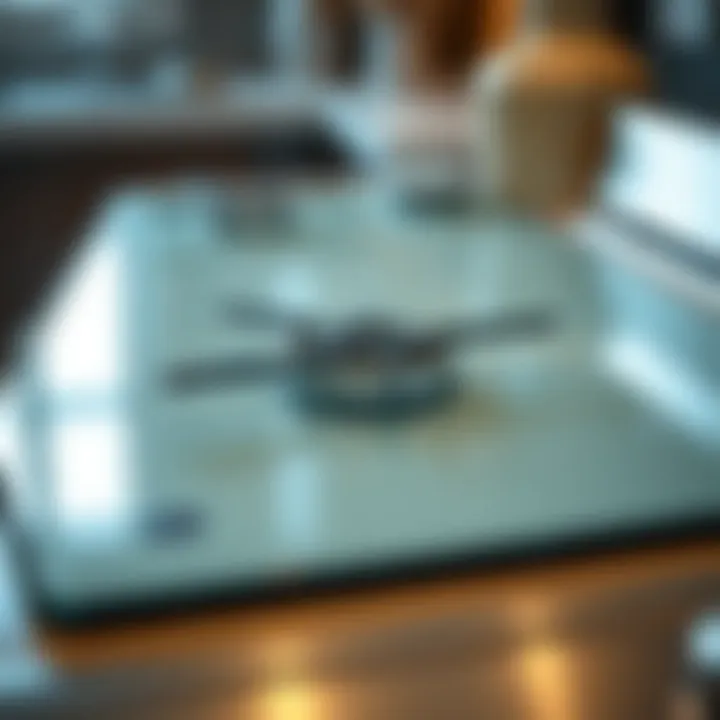 A pristine glass stove top after cleaning, reflecting light.
