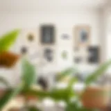 A beautifully arranged gallery wall showcasing diverse art styles