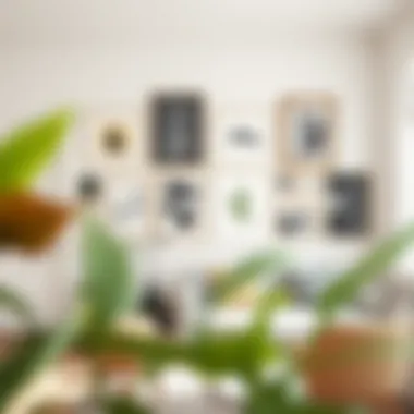 A beautifully arranged gallery wall showcasing diverse art styles