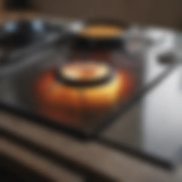 Before and after comparison of a stained and cleaned glass stove top