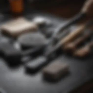 Close-up view of cleaning tools suitable for cast iron maintenance
