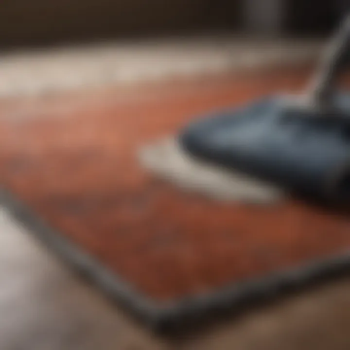 Deep cleaning a small rug with gentle shampoo