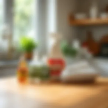 A collection of eco-friendly cleaning products arranged neatly on a countertop