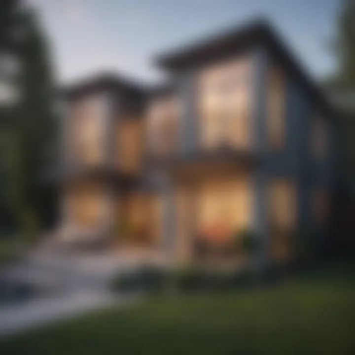 Illustration of different house types with highlighted areas