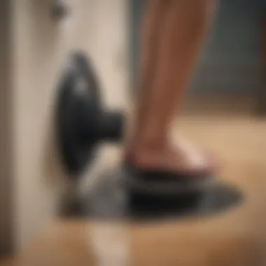 Professional plumber resolving a shower drain blockage