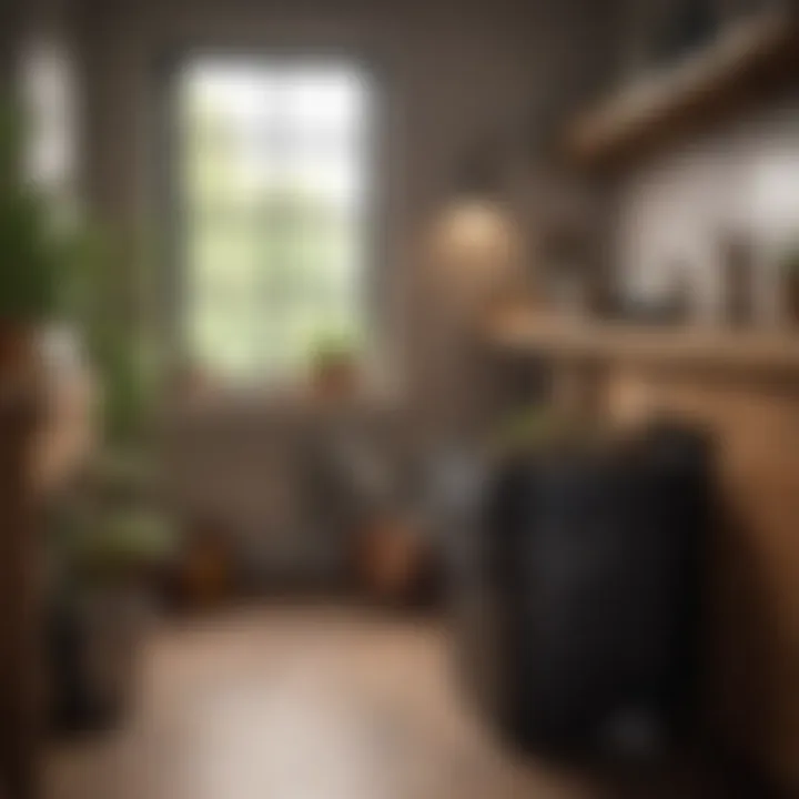A cozy indoor compost bin set up in a kitchen corner